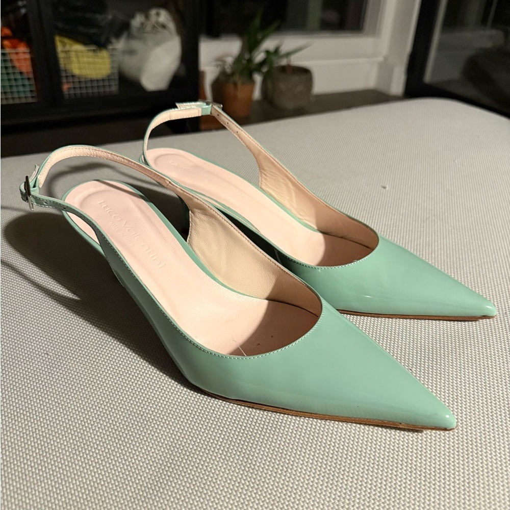 Luca Valentini Mint Green Slingback Heels - Size 9